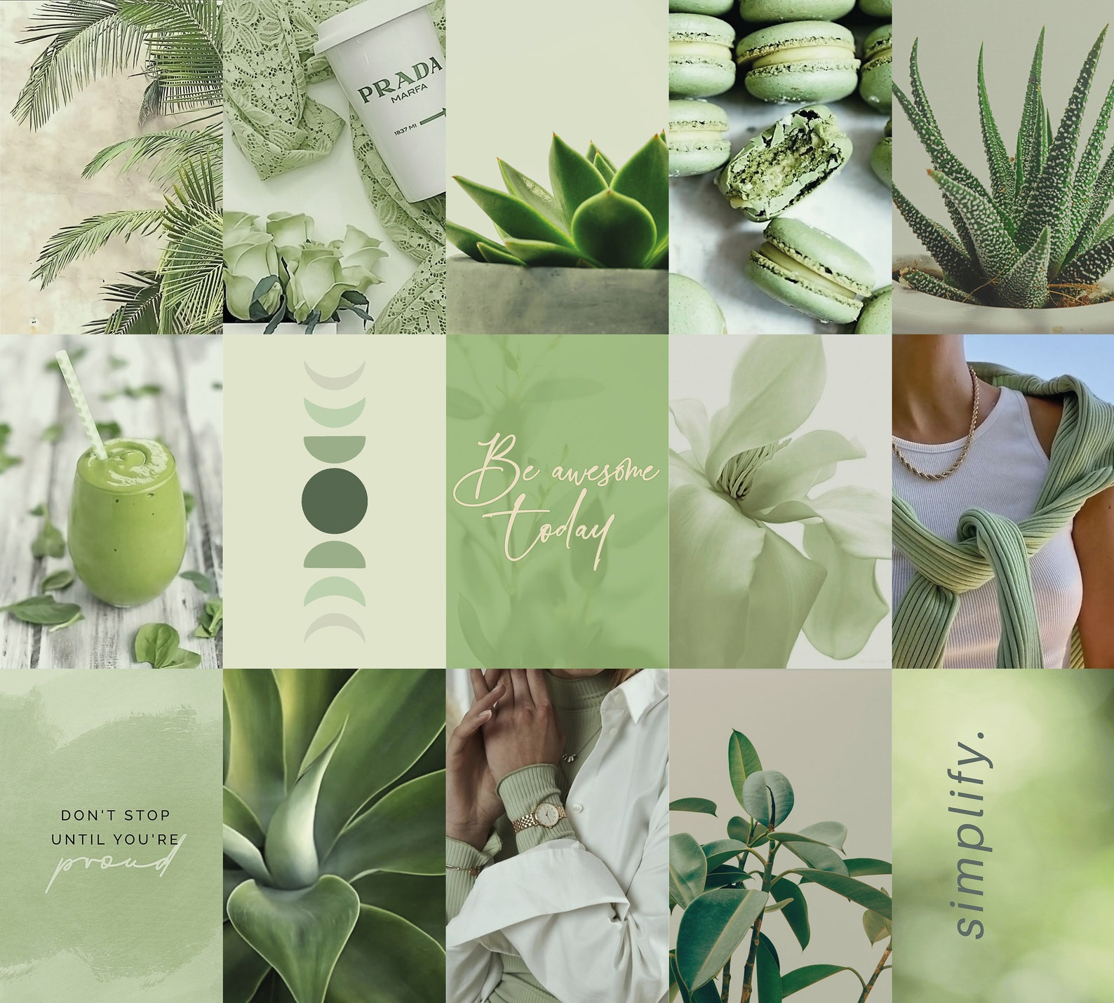 100pcs Sage Green Wall Collage Kit 2 Boho Aesthetic Soft - Etsy Australia