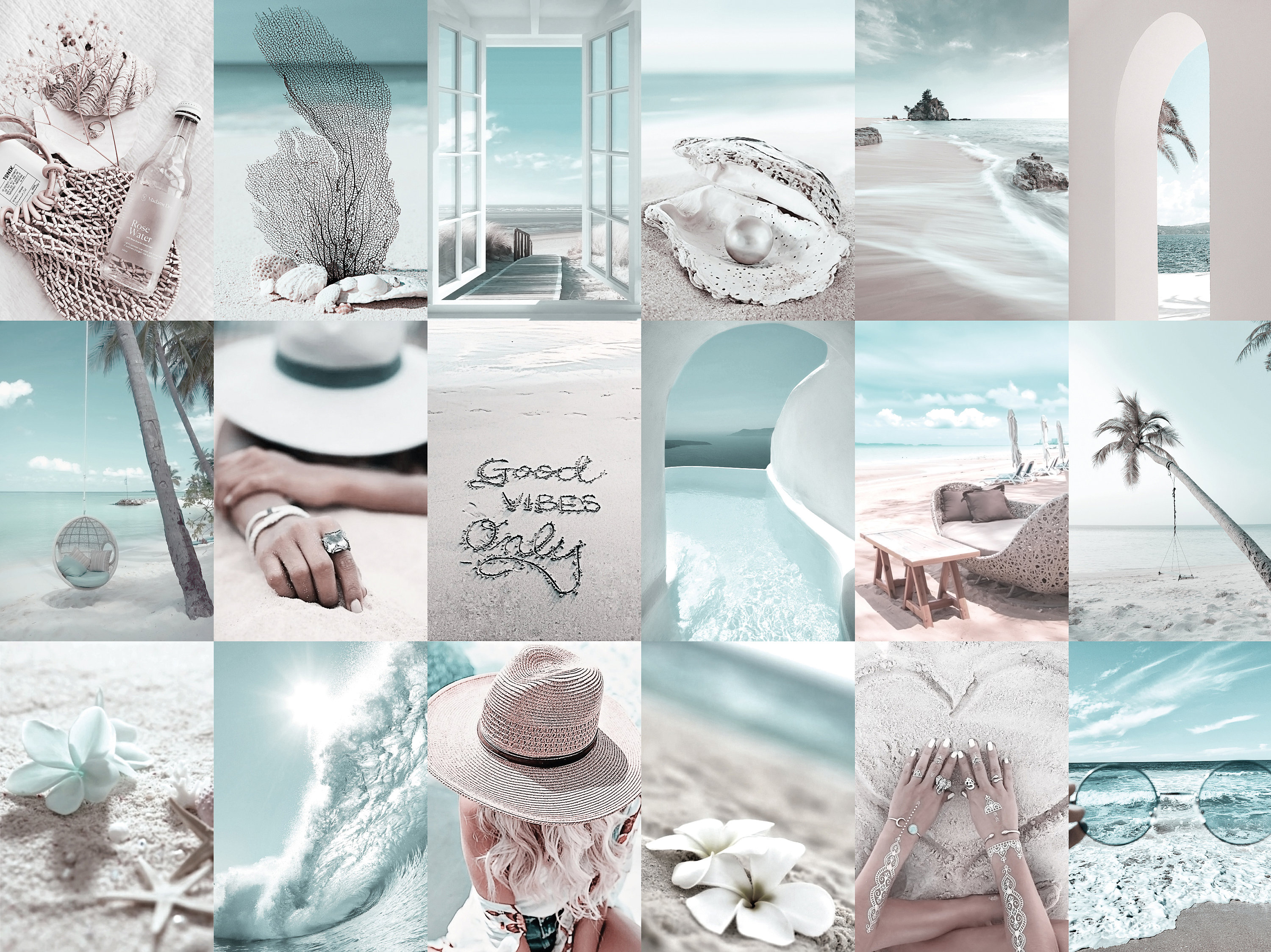 120pcs Beach Wall Collage Kit Aesthetic Blue Boho Summer Etsy
