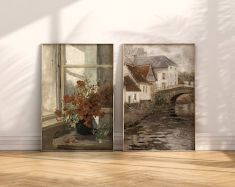 Autumn Landscape Painting Prints: Vintage Country Wall Art Set (Digital Download)