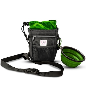 Dog Training Bag / Dog Treat Pouch, Safety Reflective Straps , Walking Water Bowl, Roll of Waste Bags & Extras -