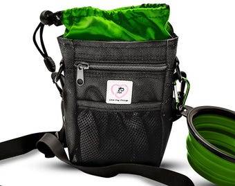 Hands-Free Dog Walking Treat Bag with Water Bowl – Adjustable Dog Training Pouch
