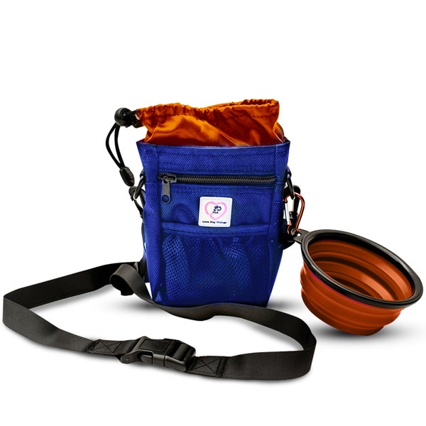 Love Dog Things Premium Training Bag /Dog Treat Pouch, Extras Included - Travel Water Bowl, Roll of Waste Bags & Sticker - !FREE SHIPPING!