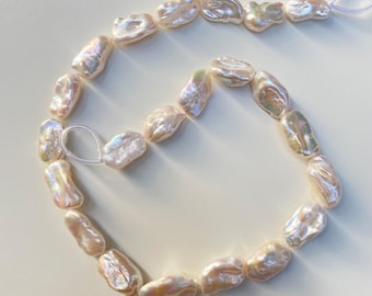 Schmuck Kultivierte Weiße Keshi Perlen Blau Türkis Halskette 20