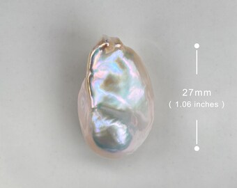 27mm Large Size White Rainbow Fireball Pearl Flameball Natural Baroque Pearl High Luster Freshwater Pearl for Your Creative Jewelry Design