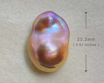23.2mm Big Natural Freshwater Purple & Gold Rainbow Fireball Baroque Pearl High Metallic Luster Unique Pearl for Creative Jewelry Design