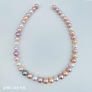 15.9“ Natural Freshwater Non-Nucleated Colorful Rainbow Pearls 1 Strand / 9.5-10.5mm /High Luster Pearl for Unique Necklace Jewelry Design