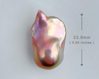 May include: A large, iridescent, pink baroque pearl measuring 23.8 mm (0.94 inches) in diameter.  BPA-0251.