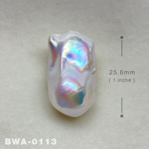 25.6mm Large Size White Rainbow Fireball Pearl Flameball Natural Baroque Pearl High Luster Freshwater Pearl for Your Creative Jewelry Design