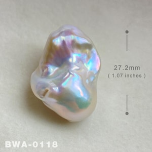 27.2mm Large Size White Rainbow Fireball Pearl Flameball Natural Baroque Pearl High Luster Freshwater Pearl for Your Creative Jewelry Design