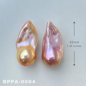 32 mm große Gold und lila Regenbogen Feuerball Perlen Flammenkugel Natürliche Metallic Barock Paare Hochglanz Süßwasserperle für Design