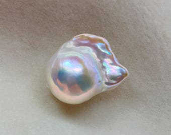 21,5 mm große weiße Regenbogen Feuerball Perle Flameball natürliche Barockperle Hochglanz Süßwasserperle für Ihre kreative Schmuck-Design