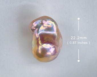 22.2mm Natural Freshwater Pink Gold Rainbow Fireball Baroque Pearl / High  Luster Unique Pearl for Creative Handwork Jewelry Design