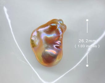 26.2mm Big Natural Freshwater Gold & Pink Rainbow Fireball Baroque Pearl / High  Luster Unique Pearl for Creative Handwork Jewelry Design