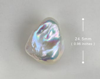 24.5mm Large Size White Rainbow Fireball Pearl Flameball Natural Baroque Pearl High Luster Freshwater Pearl for Your Creative Jewelry Design