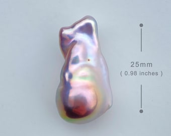 May include: A large, iridescent, pink baroque pearl measuring 25 mm (0.98 inches) in diameter.  BPA-0269