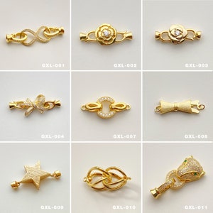 Gold Plated Sterling Silver Interlocking Clasp / Jewelry Buckle for Necklace Jewelry Making