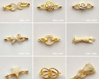 Cierre entrelazado de plata esterlina bañado en oro / Hebilla de joyería para hacer collares y joyas