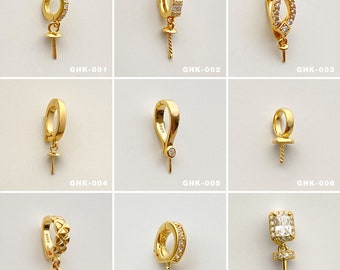 Hebilla colgante de plata esterlina bañada en oro / Hebilla de joyería para fabricación de collares y joyas