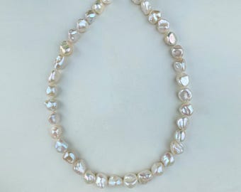 15.1 “ Natural Freshwater White Rainbow Keshi Baroque pearls 1 Strand / High Luster Pearl Beads for Unique Handwork Necklace Jewelry Design