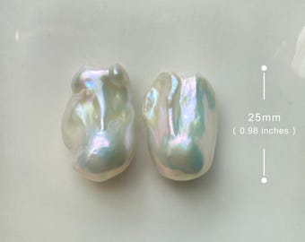 25mm Large Size White Rainbow Fireball Pearls Flame ball Natural Metallic Baroque Pairs High Luster Freshwater Pearl for Jewelry Design