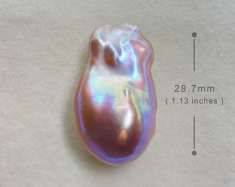 28.7mm Big Natural Freshwater Purple & Gold Rainbow Fireball Baroque Pearl High Metallic Luster Unique Pearl for Creative Jewelry Design