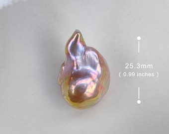 25.3mm Natural Freshwater Colorful Fireball Baroque Pearl / High  Luster Unique Pearl for Creative Handwork Jewelry Design