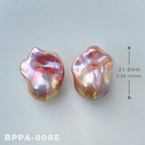 21,8 mm große Lila und Gold Regenbogen Feuerball Perlen Flammenkugel Natürliche Metallic Barock Paare Hochglanz Süßwasserperle für Design