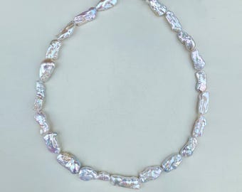 15.8 “ Natural Freshwater White Rainbow Keshi Baroque pearls 1 Strand / High Luster Pearl Beads for Unique Handwork Necklace Jewelry Design