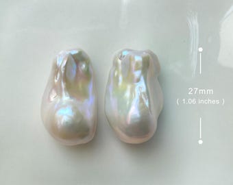 25mm Large Size White Rainbow Fireball Pearls Flame ball Natural Metallic Baroque Pairs High Luster Freshwater Pearl for Jewelry Design