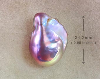 24.2mm Big Natural Freshwater Purple Rainbow Fireball Baroque Pearl / High  Luster Unique Pearl for Creative Handwork Jewelry Design