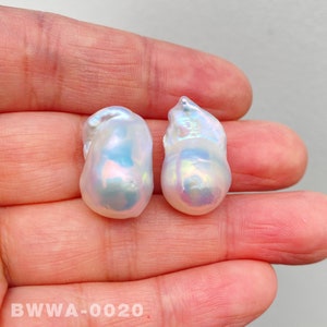 Large Size White Rainbow Fireball Pearls Flame ball Natural Baroque Pairs High Luster Freshwater Pearl for Your Unique Jewelry Design