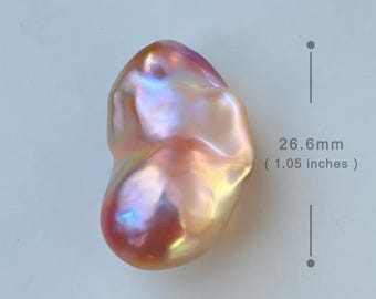 26.6mm Big Natural Freshwater Purple & Gold Rainbow Fireball Baroque Pearl High Metallic Luster Unique Pearl for Creative Jewelry Design