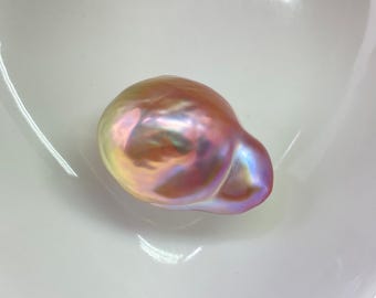 24.4mm Big Natural Freshwater Purple & Gold Rainbow Fireball Baroque Pearl High Metallic Luster Unique Pearl for Creative Jewelry Design