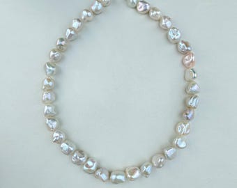 15.1 “ Natural Freshwater White Rainbow Keshi Baroque pearls 1 Strand / High Luster Pearl Beads for Unique Handwork Necklace Jewelry Design