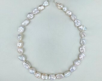 15.7 “ Natural Freshwater White Rainbow Keshi Baroque pearls 1 Strand / High Luster Pearl Beads for Unique Handwork Necklace Jewelry Design