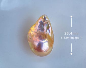 26.4mm Big Natural Freshwater Gold & Pink Rainbow Fireball Baroque Pearl / High  Luster Unique Pearl for Creative Handwork Jewelry Design
