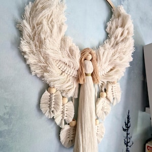 Angel macrame, Angel home decor, guardian angel, angel ornament, angel wings, gift for her, babyborn gift, angel wall hanging