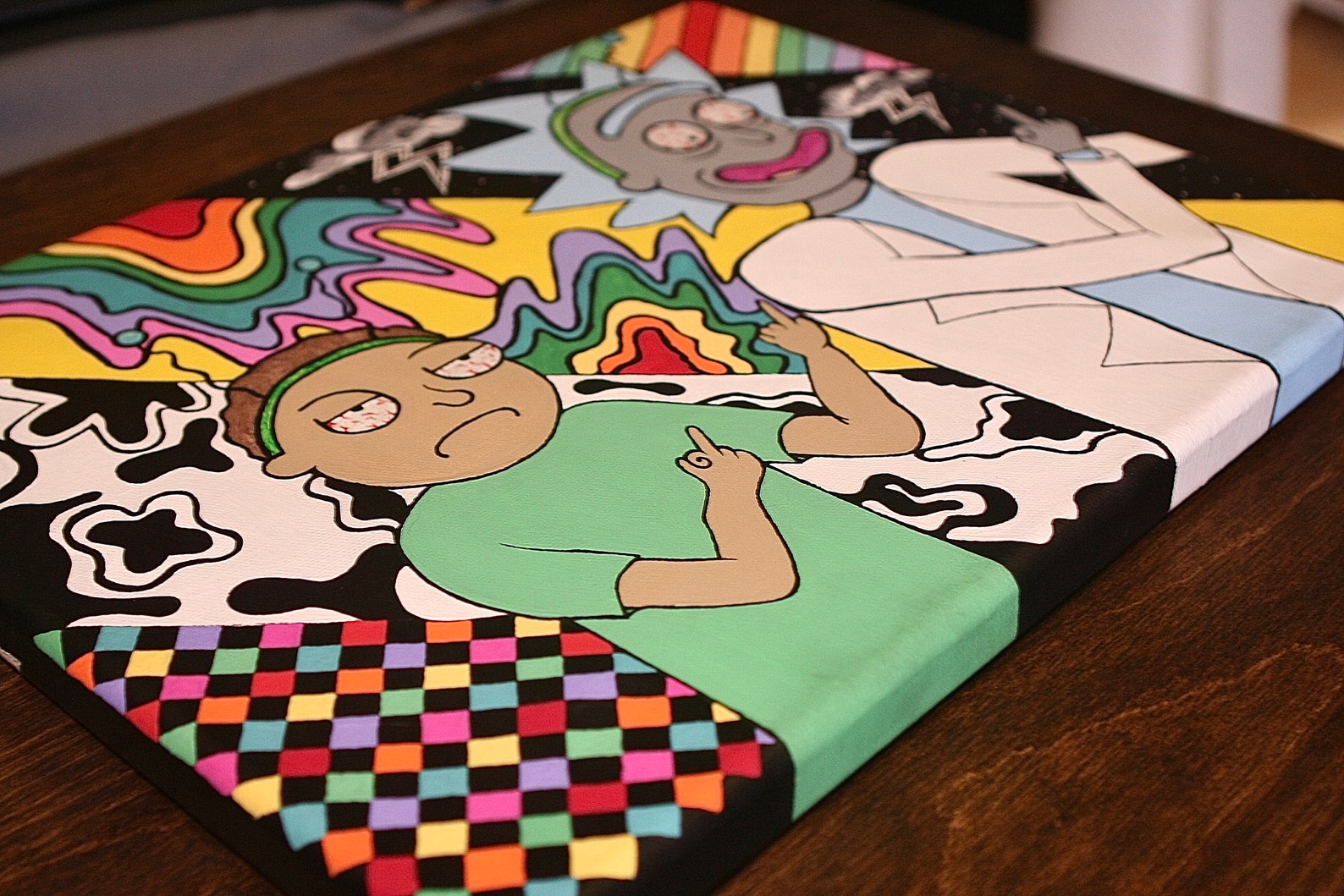 Rick and Morty Acrylic Painted Stretched Canvas Etsy