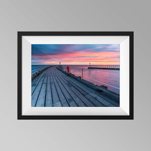 Fiery Sunrise at Whitby Harbour, UK - Yorkshire Landscape Photography, Fine Art, Wall Art