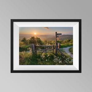 Summer Sunset at Sutton Bank, Gateway to the North York Moors Print, Yorkshire Landscape Photography Wall Art
