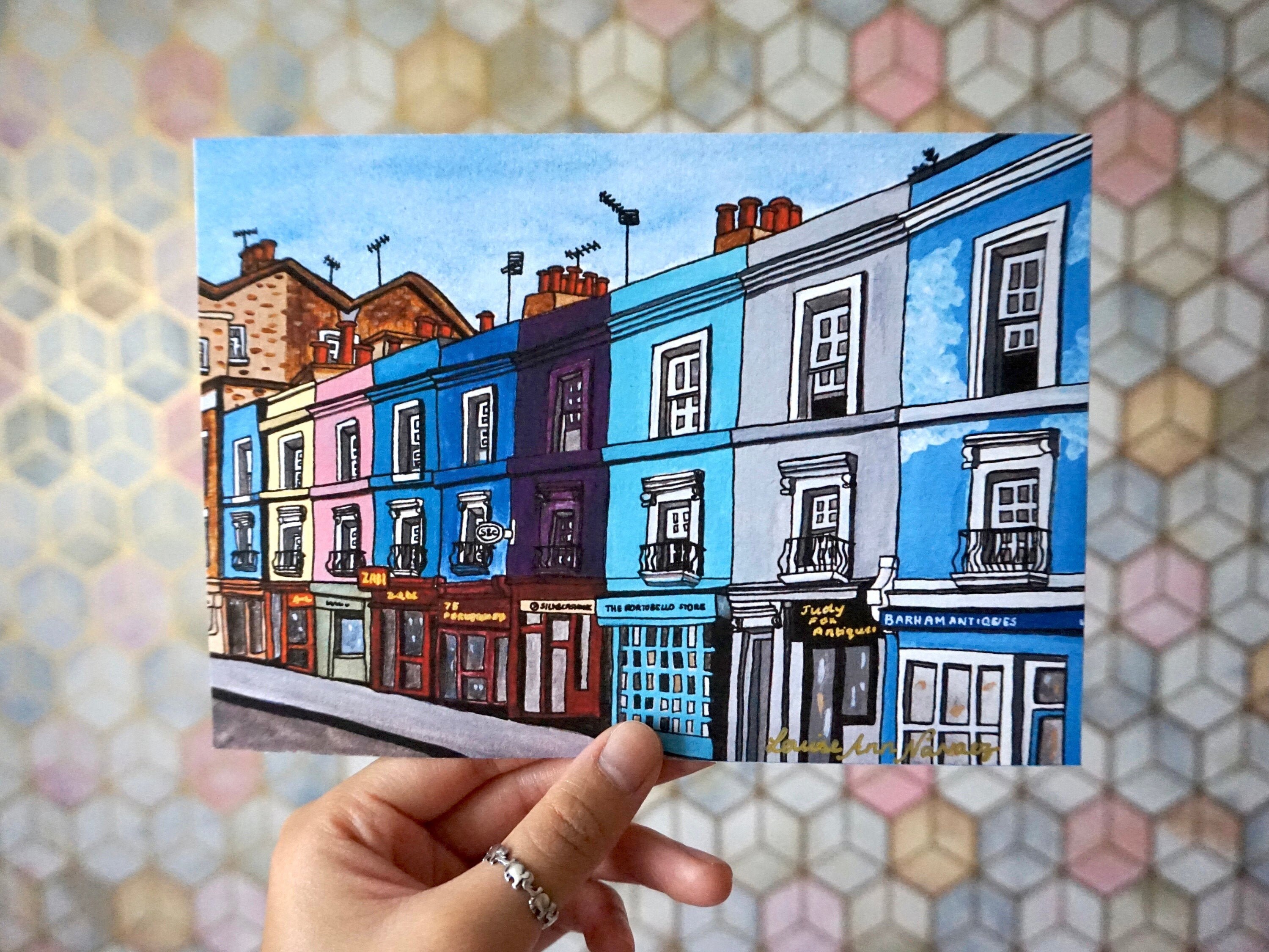 Portobello Market Art Printa5/a4 Hand Drawn Illustration, Architecture