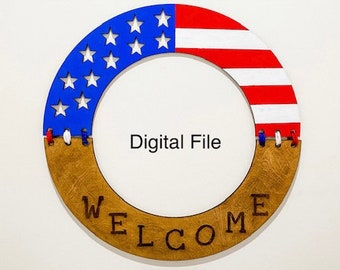 4th of July America Patriotic Wreath Digital Download/SVG File