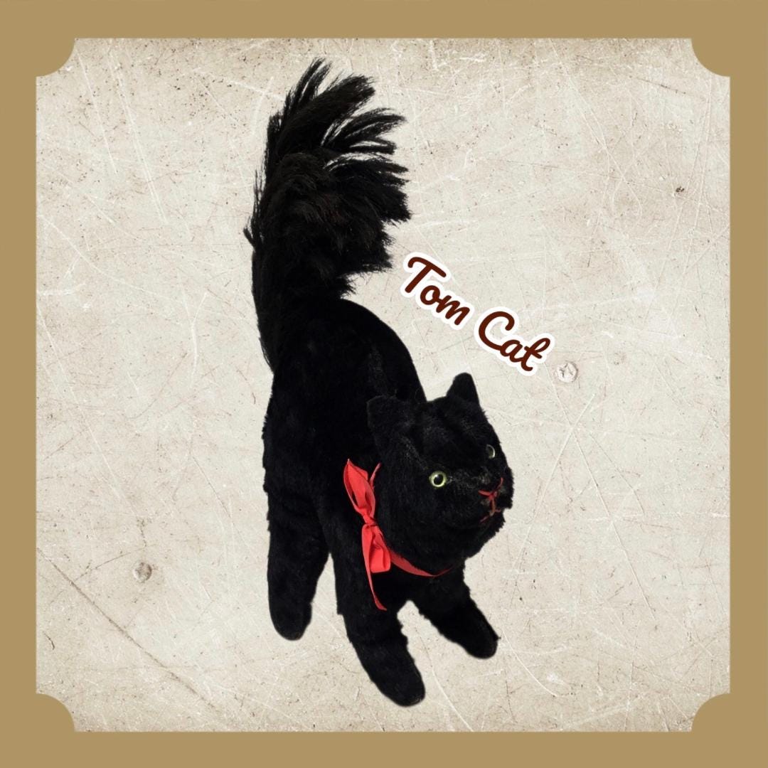 Vintage 1950s Steiff Scaredy Black Tom Cat - Halloween Angry