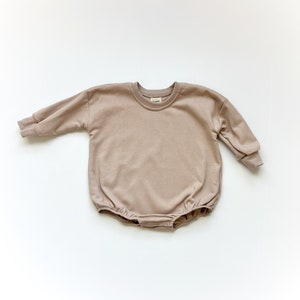 DUSTY PINK Personalized Sweater Bubble Romper, Embroidered Oversized Sweatshirt Romper, Gender Neutral Bubble Romper, Customized Baby Gift