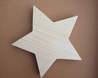 Unfinished Star craft blank. Solid Wood Craft Shape. Decorate your own, Craft blank supplier. Different sizes available