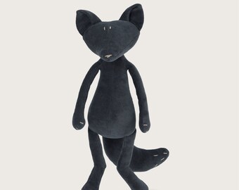 Arthus le renard bleu nuit - Peluche 100% fabriquée en France à la main