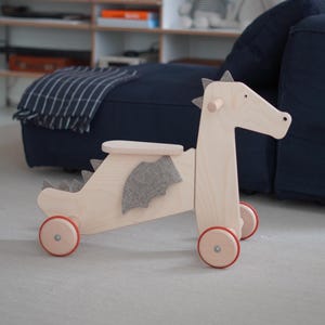 Wooden ride-on toy, Dragon ride-on toy, Kids ride-on dragon, Handmade dragon ride-on toy for toddlers,  Handmade in Europe