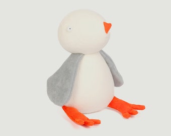 Handmade Plush Bird Toy - Soft Stuffed Animal Bird - Seagull plush - Organic Cotton Plush - Adorable Decor or Gift for Kids & Collectors