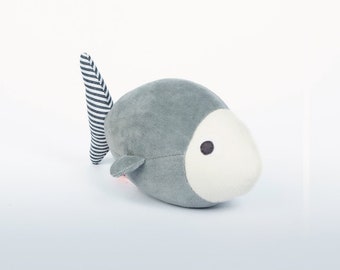 Mireille the fish - Light grey and striped print - Stuffed animal