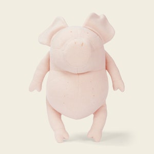 Helmut the pink plush toy pig, large stuffed animal in pink, from organic cotton- handmade, nursery and kids room decor, premium toy
